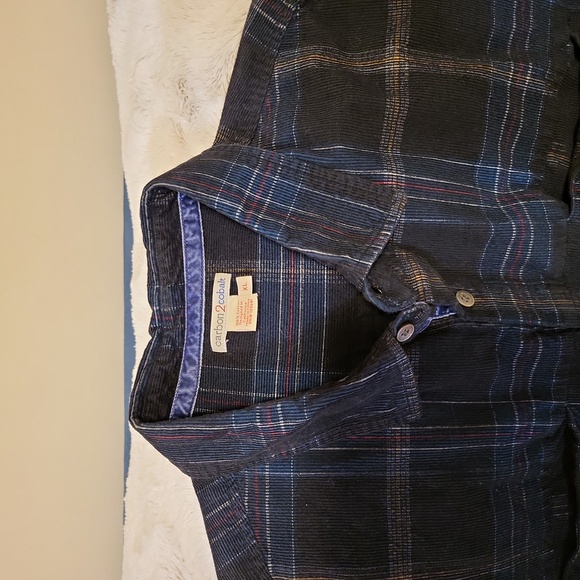 Corduroy Button Down shirt black multi-color stripes - Picture 2 of 3